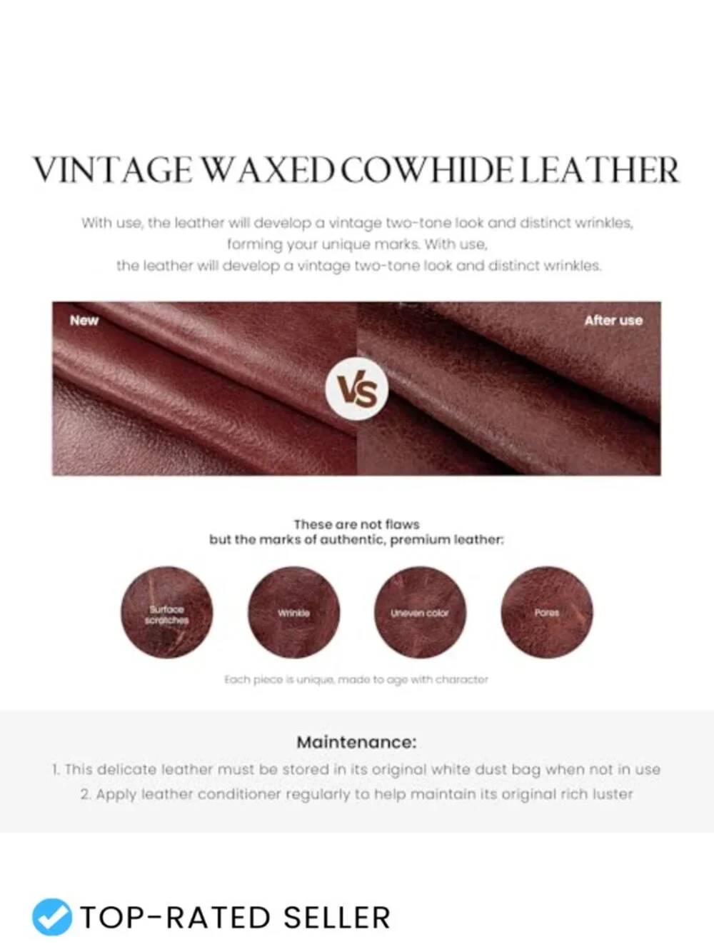 Vintage Genuine Leather Satchel Tote Bag, Large Top Handle Handbag with